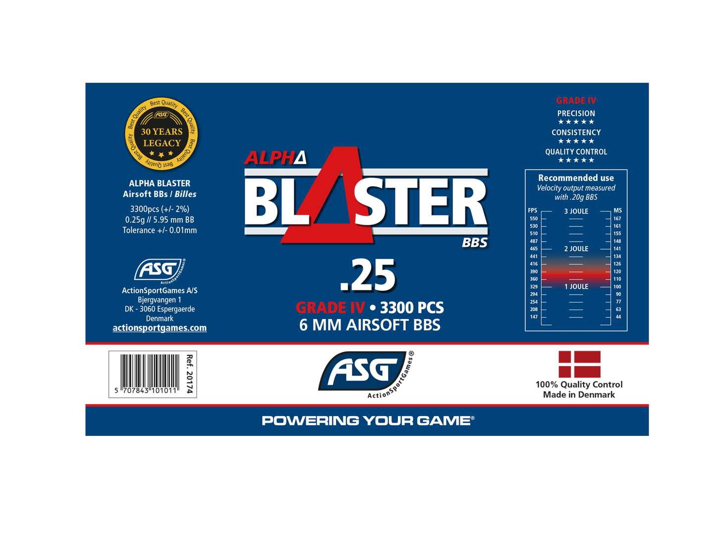 Alpha Blaster BBs, 0.25g, 3300 pcs, bottle