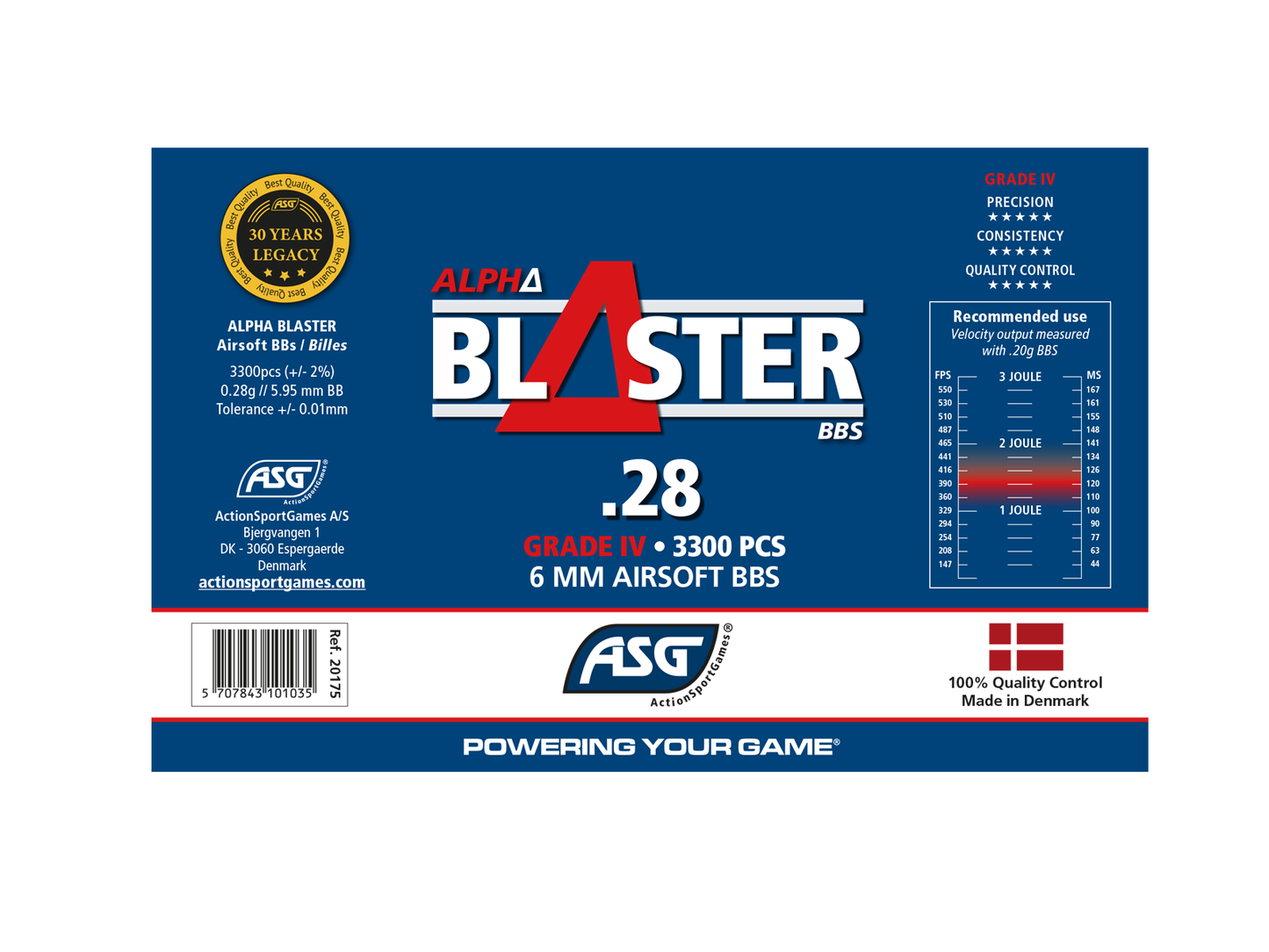 Alpha Blaster BBs, 0.28g, 3300 pcs, bottle