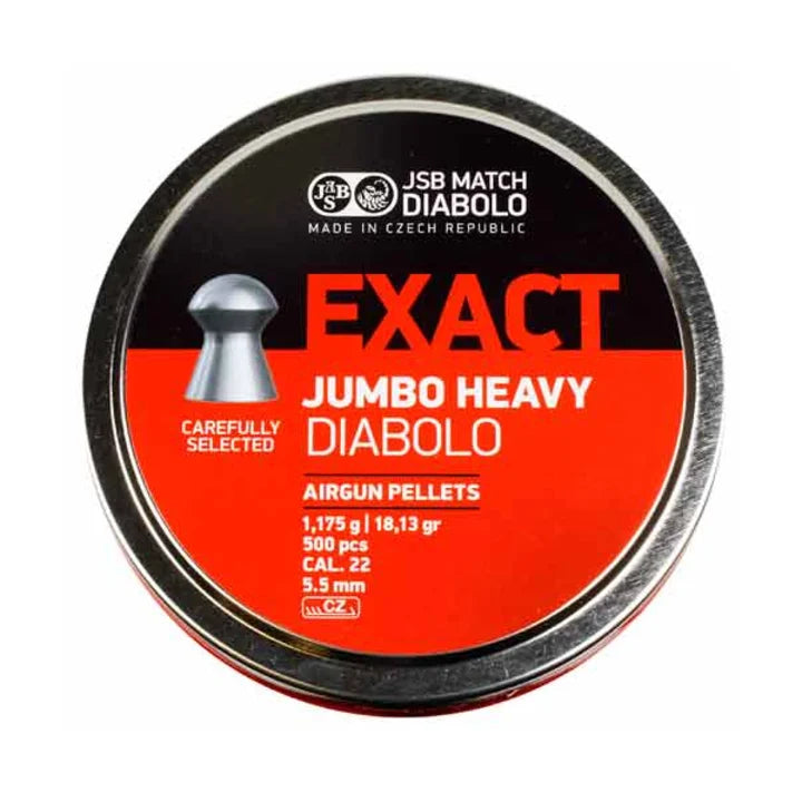 JSB Exact Jumbo Heavy Diabolo .22 (5.52mm) 18.13gr Airgun Pellets – 500pcs