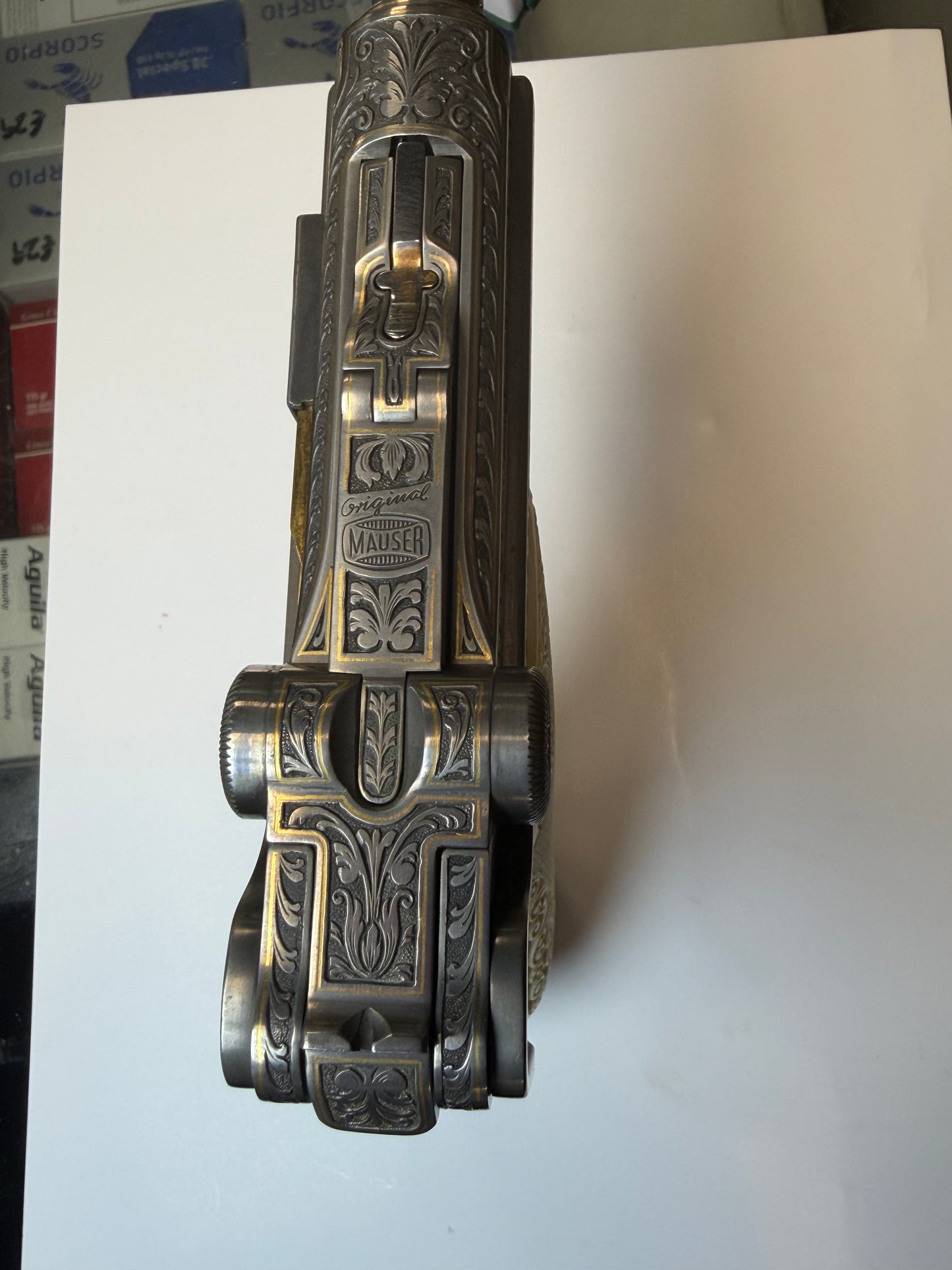 Mauser P.08 Parabellum – Oak Leaf Engraving with Gold Line Inlay