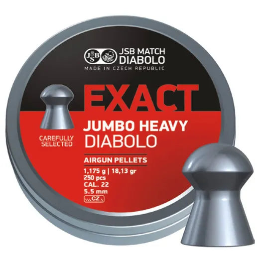JSB Exact Jumbo Heavy .22 (5.52mm) 18.13gr Airgun Pellets – 250pcs